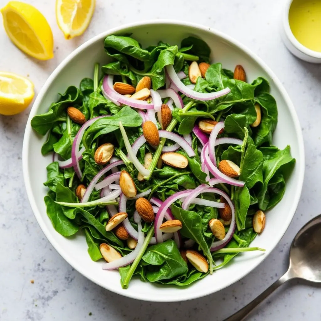 Arugula and Spinach Salad with Lemon Dressing