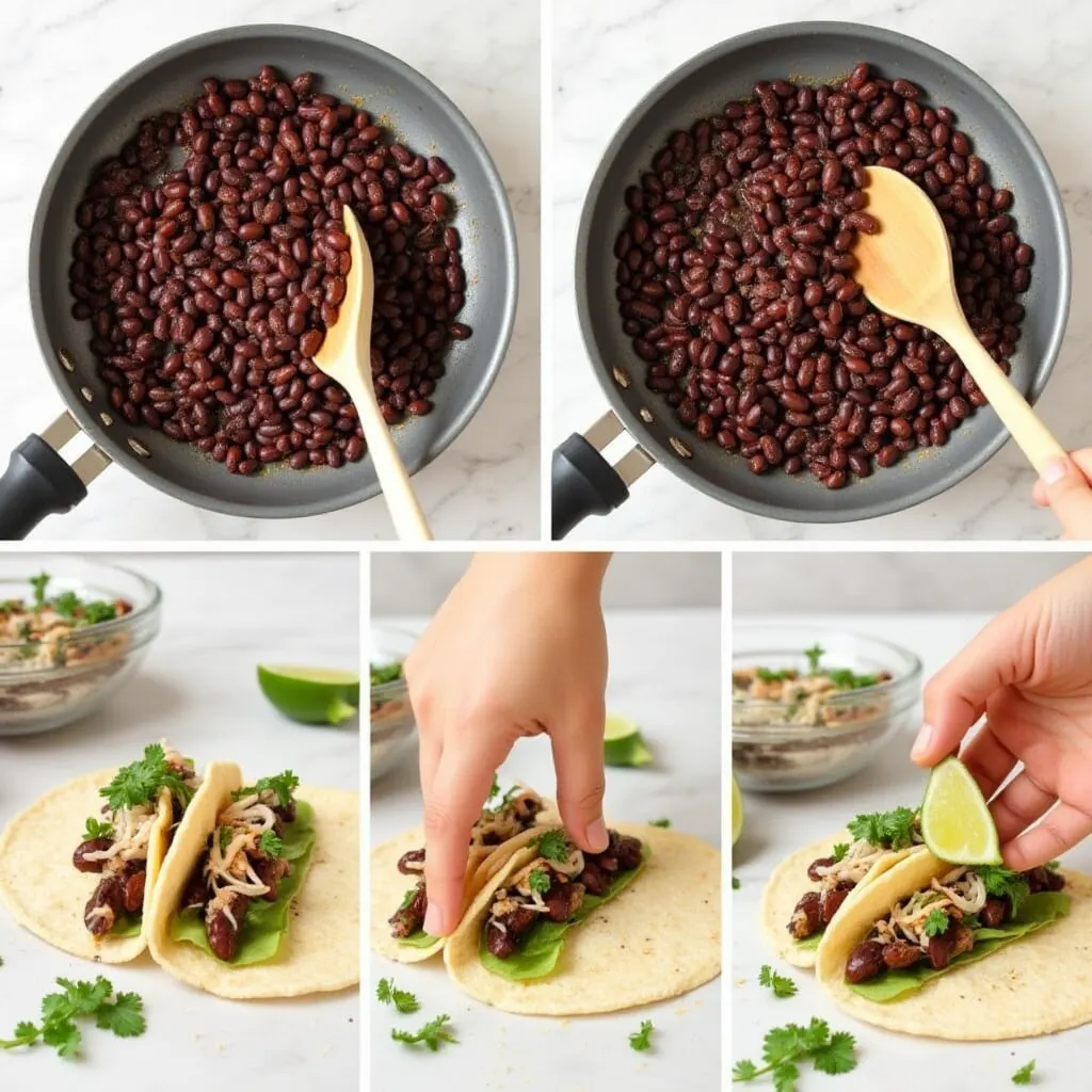 Step-by-Step Cooking Instructions for Crispy Black Bean Tacos