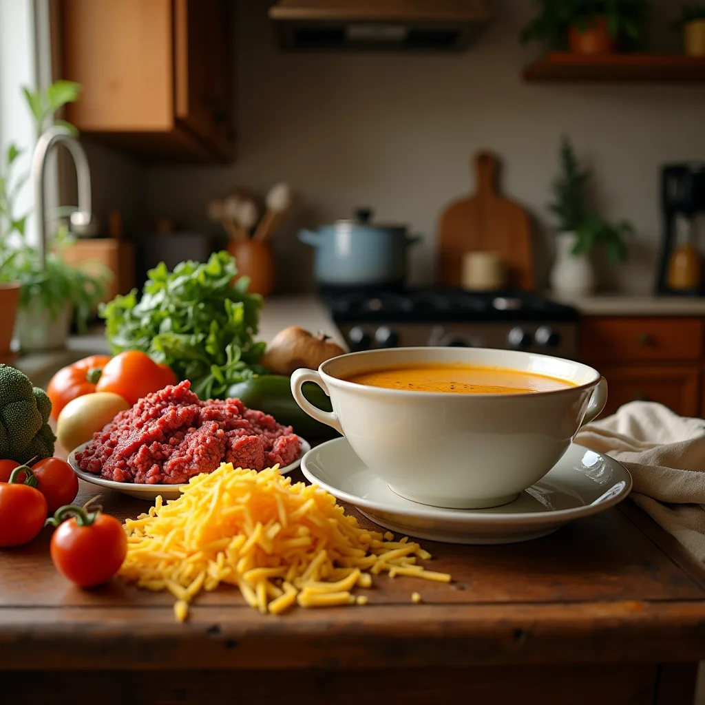 Ingredients for Homemade Cheeseburger Soup