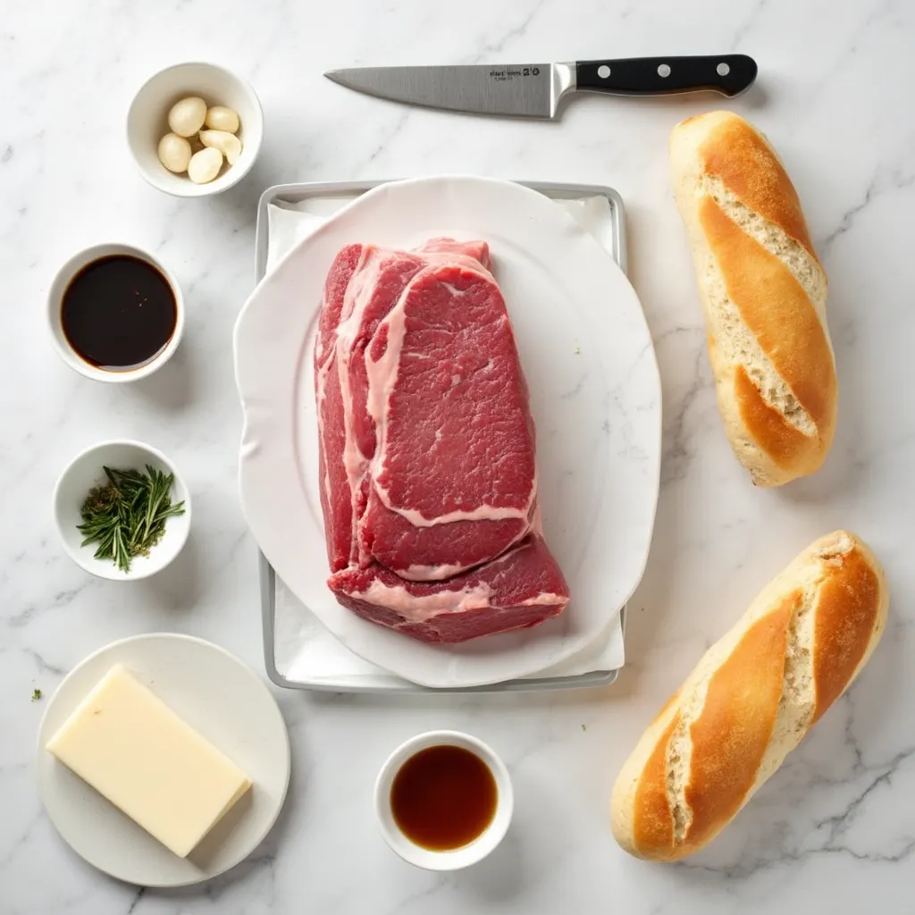 ingredients French Dip Sandwich.