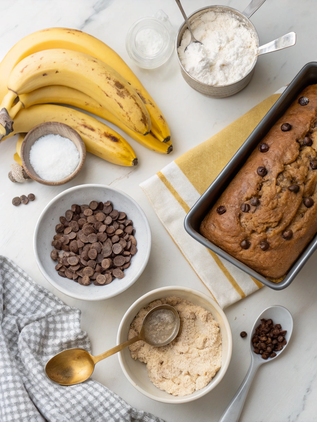 chocolate chip banana bread recipe preparing steps